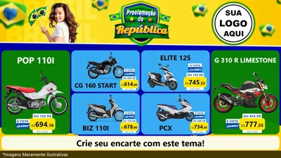 Modelo de TV para TV Horizontal com o tema Proclamação da República para Concessionaria de Motos