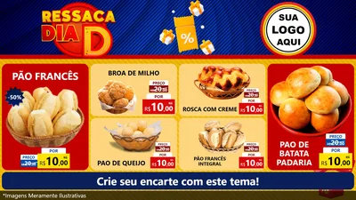 Modelo de TV para TV Horizontal com o tema Ressaca Dia D para Padaria