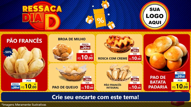 Modelo de TV para TV Horizontal com o tema Ressaca Dia D para Padaria