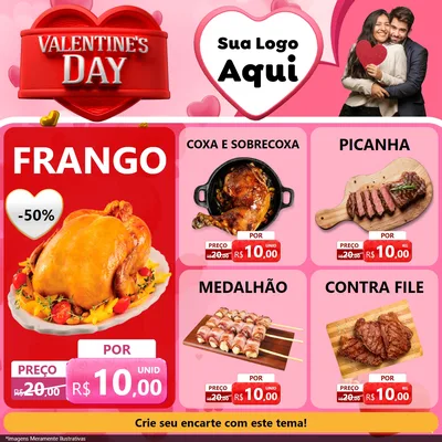 Modelo de Rede Social para Feed Facebook com o tema Valentine's Day para Assados