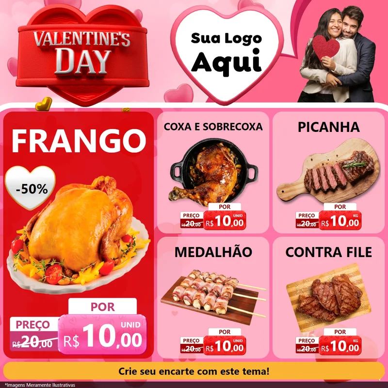 Modelo de Rede Social para Feed Facebook com o tema Valentine's Day para Assados