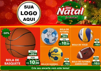 Modelo de Encarte para Encarte A4 Horizontal com o tema Um Natal de Ofertas para Artigos Esportivos