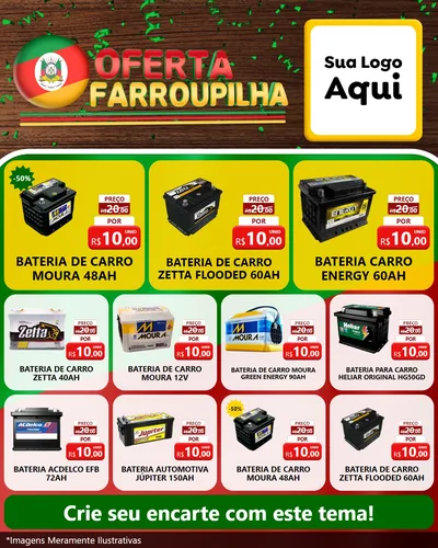 Modelo de Rede Social para Feed Instagram com o tema Oferta Farroupilha para Baterias Elétricas