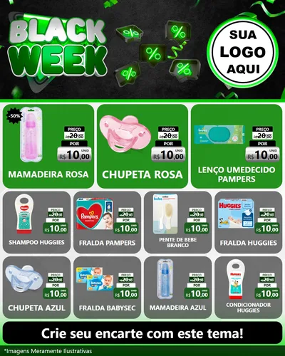 Modelo de Rede Social para Feed Instagram com o tema Black Week para Bebês