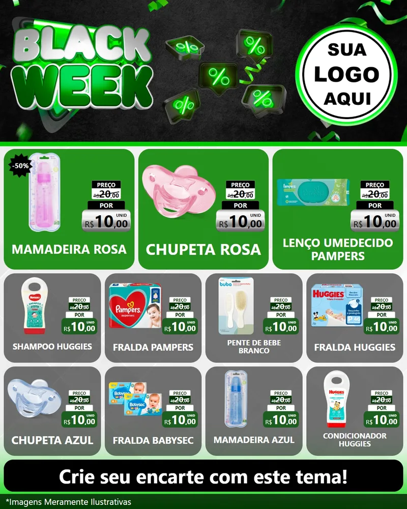 Modelo de Rede Social para Feed Instagram com o tema Black Week para Bebês