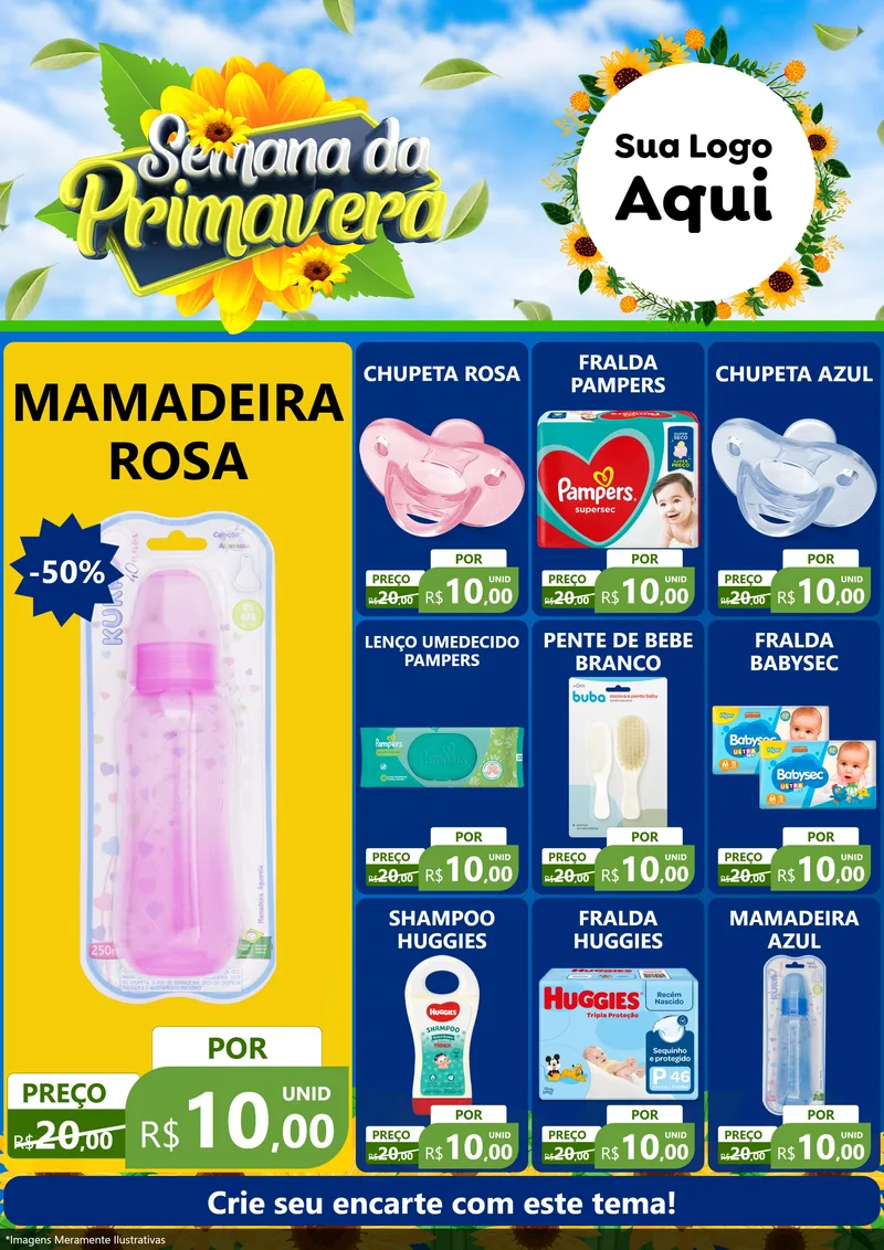 Modelo de Encarte para Encarte A4 Vertical com o tema Semana da Primavera para Bebês