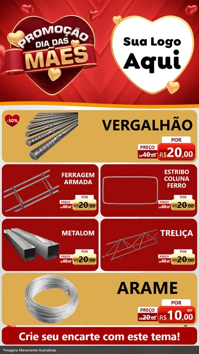 Modelo de TV para TV Vertical com o tema Promoção Dia das Mães para Ferragens