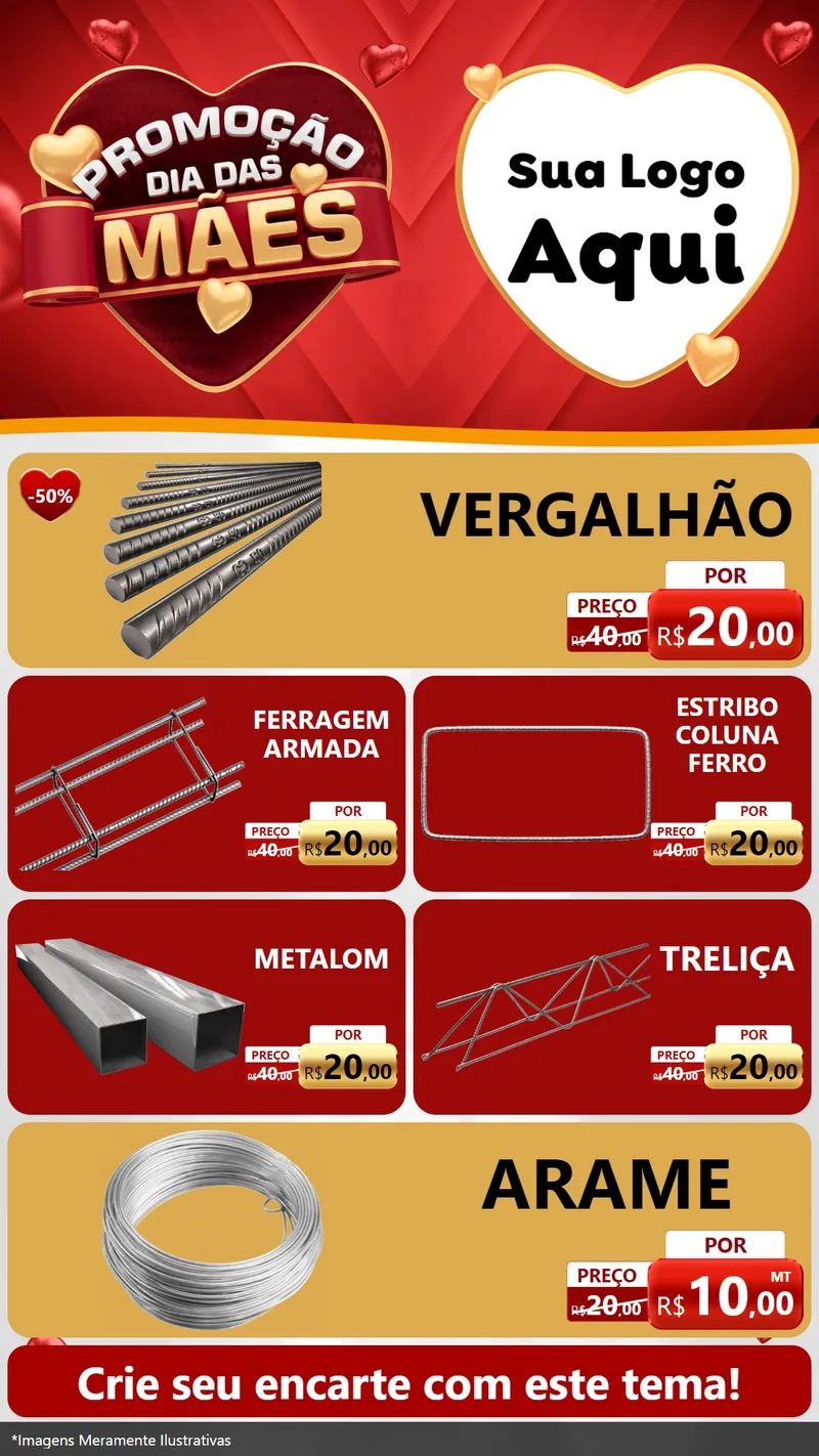 Modelo de TV para TV Vertical com o tema Promoção Dia das Mães para Ferragens
