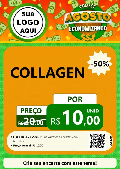 Modelo de Cartaz para Cartaz A4 Vertical com o tema Comece Agosto Economizando para Suplementos alimentares