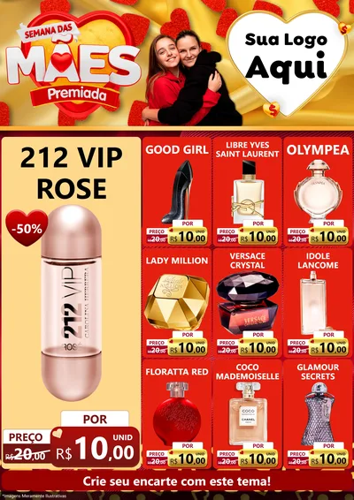 Modelo de Encarte para Encarte A4 Vertical com o tema Semana das Mães Premiada para Perfumes