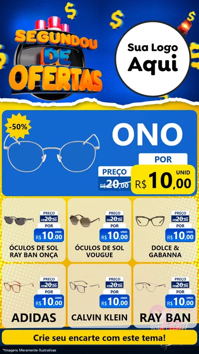Modelo de Rede Social para Stories com o tema Segundou de Ofertas para Óticas