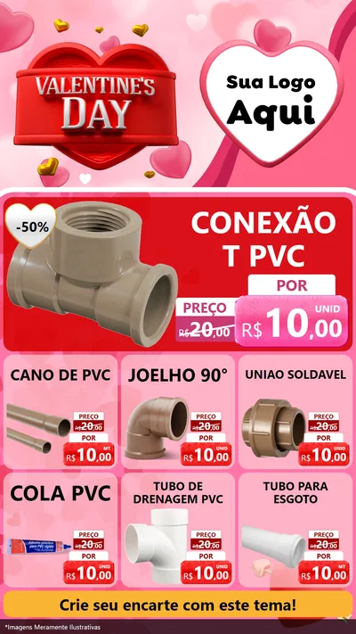 Modelo de Rede Social para Stories com o tema Valentine's Day para Tubos e conexões