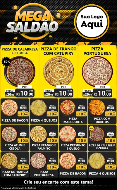 Modelo de Encarte para Encarte Grande com o tema Mega Saldão para Pizzaria