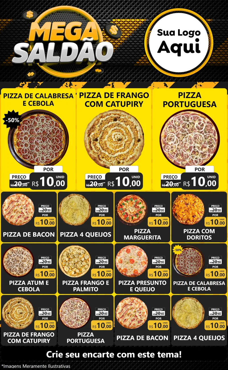 Modelo de Encarte para Encarte Grande com o tema Mega Saldão para Pizzaria