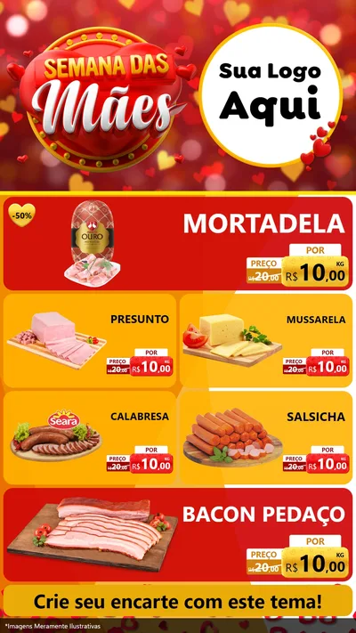 Modelo de TV para TV Vertical com o tema Semana das Mães para Frios e Laticínios
