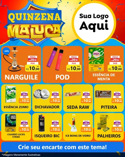 Modelo de Rede Social para Feed Instagram com o tema Quinzena Maluca para Tabacaria