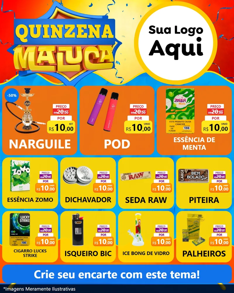 Modelo de Rede Social para Feed Instagram com o tema Quinzena Maluca para Tabacaria