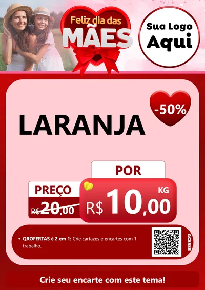 Modelo de Cartaz para Cartaz A4 Vertical com o tema Feliz Dia Das Mães para Hortifrúti
