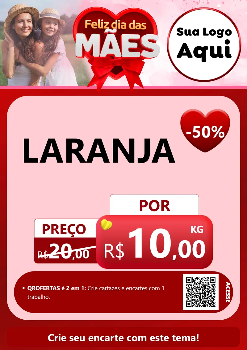 Modelo de Cartaz para Cartaz A4 Vertical com o tema Feliz Dia Das Mães para Hortifrúti