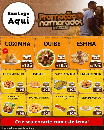 Modelo de Rede Social para Feed Instagram com o tema Promoção Namorados para Salgadaria