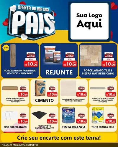 Modelo de Rede Social para Feed Instagram com o tema Oferta Do Dia Dos Pais para Pisos e revestimentos