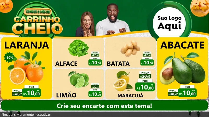 Modelo de TV para TV Horizontal com o tema Carrinho Cheio para Hortifrúti