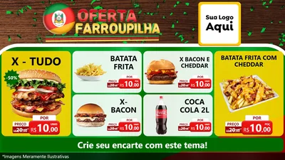 Modelo de TV para TV Horizontal com o tema Oferta Farroupilha para Hamburgueria
