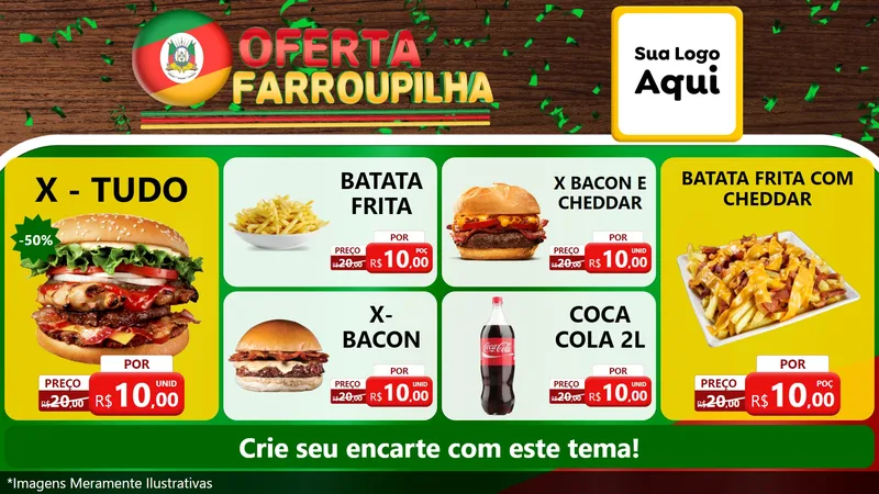 Modelo de TV para TV Horizontal com o tema Oferta Farroupilha para Hamburgueria