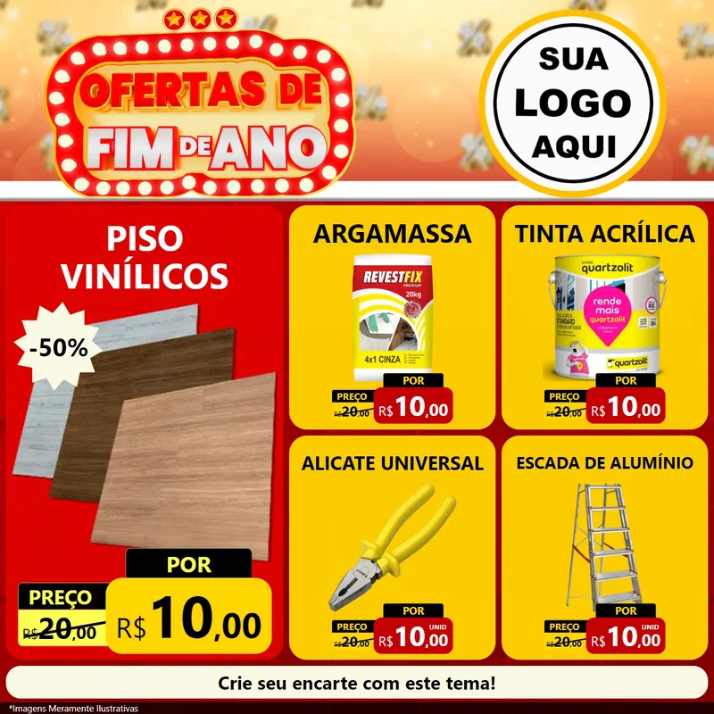 Modelo de Rede Social para Feed Facebook com o tema Ofertas de Fim de Ano para Material para Construção