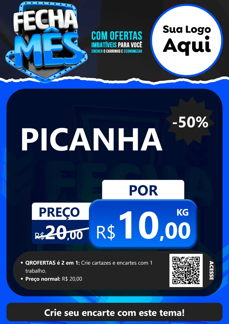 Modelo de Cartaz para Cartaz A4 Vertical com o tema Fecha Mês para Açougue