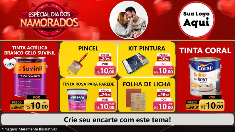 Modelo de TV para TV Horizontal com o tema Especial Dia Dos Namorados para Tintas e Ferramentas