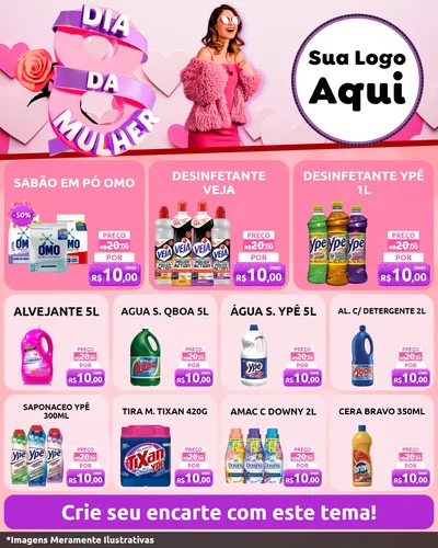 Modelo de Rede Social para Feed Instagram com o tema Dia da Mulher para Produtos de Limpeza