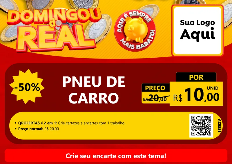 Modelo de Cartaz para Cartaz A4 Horizontal com o tema Domingou do Real para Auto peças
