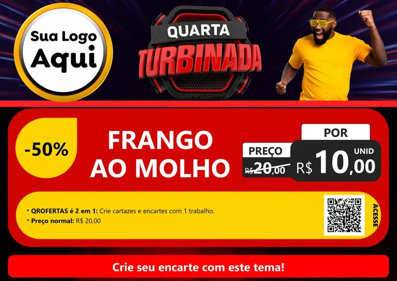 Modelo de Cartaz para Cartaz A4 Horizontal com o tema Quarta Turbinada para Restaurante