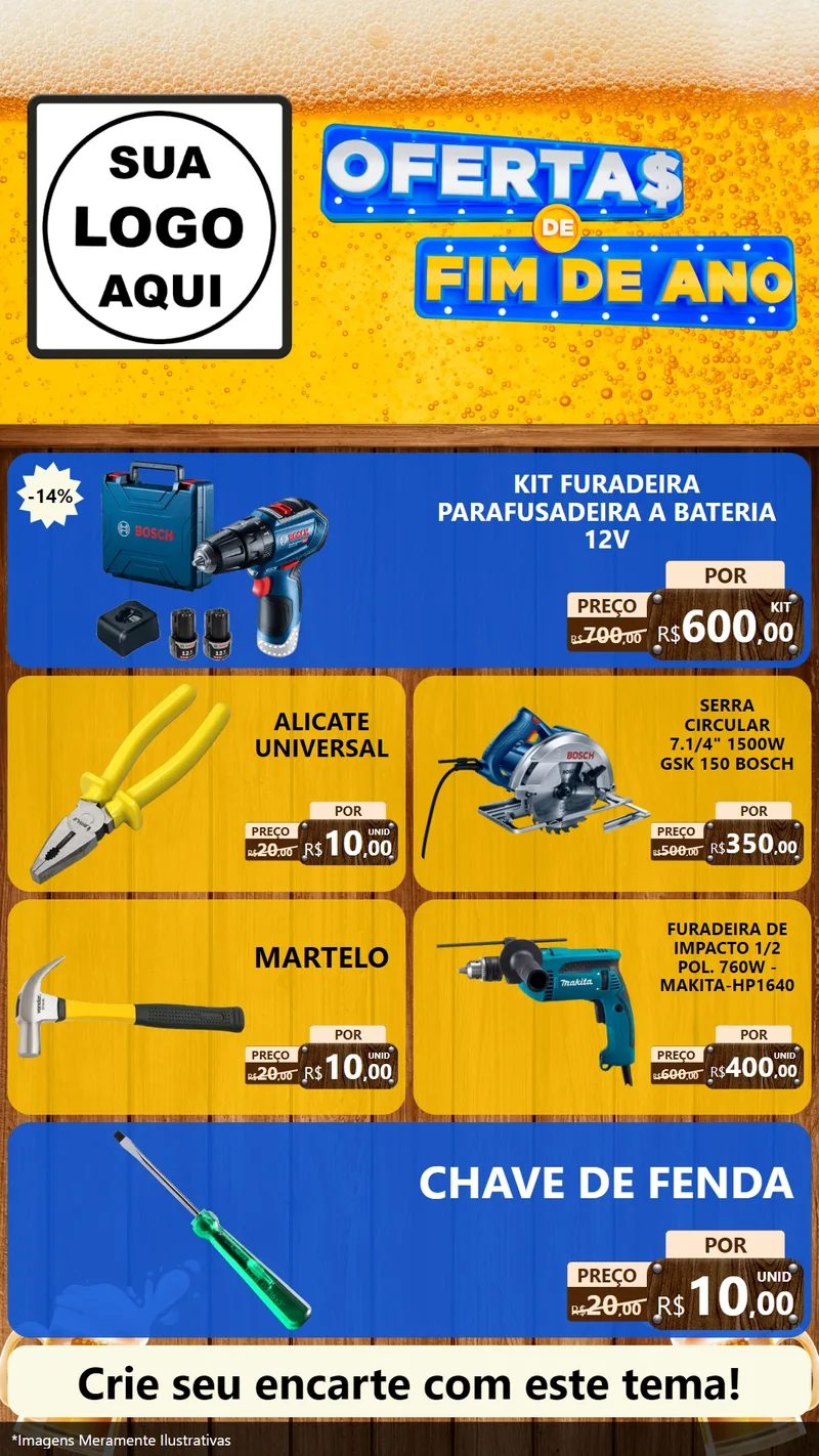 Modelo de TV para TV Vertical com o tema Ofertas de Fim de Ano para Maquinas e Ferramentas