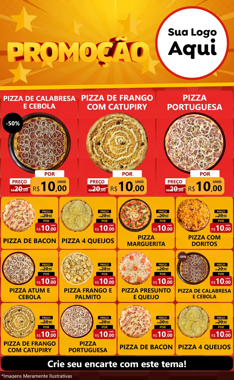 Modelo de Encarte para Encarte Grande com o tema Promoção para Pizzaria