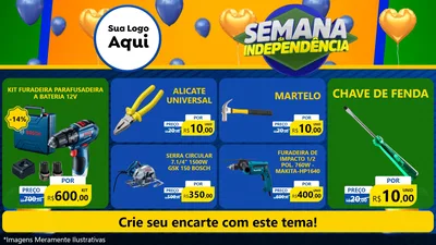 Modelo de TV para TV Horizontal com o tema Semana da Independência para Maquinas e Ferramentas