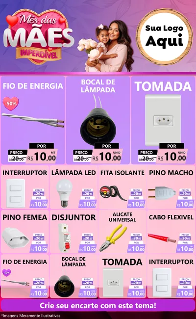 Modelo de Encarte para Encarte Grande com o tema Mês das Mães Imperdível para Materiais Elétricos