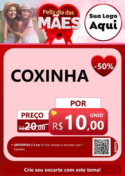 Modelo de Cartaz para Cartaz A4 Vertical com o tema Feliz Dia Das Mães para Salgadaria