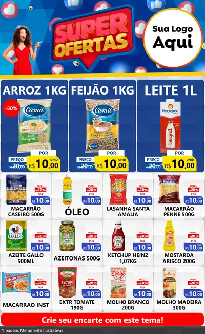Modelo de Encarte para Encarte Grande com o tema Super Ofertas para Supermercado