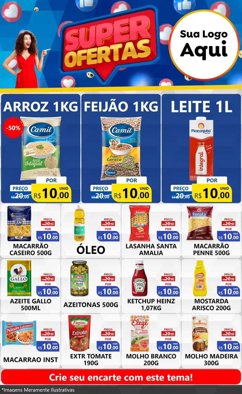 Modelo de Encarte para Encarte Grande com o tema Super Ofertas para Supermercado