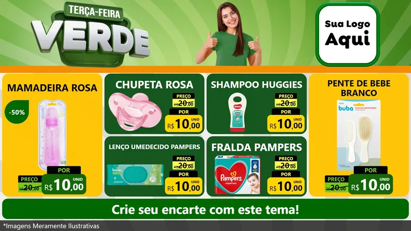 Modelo de TV para TV Horizontal com o tema Terça - Feira Verde para Bebês