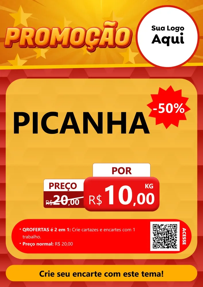 Modelo de Cartaz para Cartaz A4 Vertical com o tema Promoção para Açougue