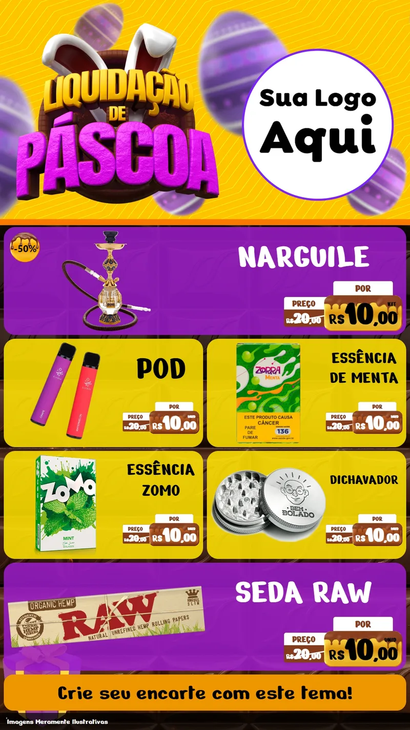 Modelo de TV para TV Vertical com o tema Liquidação de Páscoa para Tabacaria