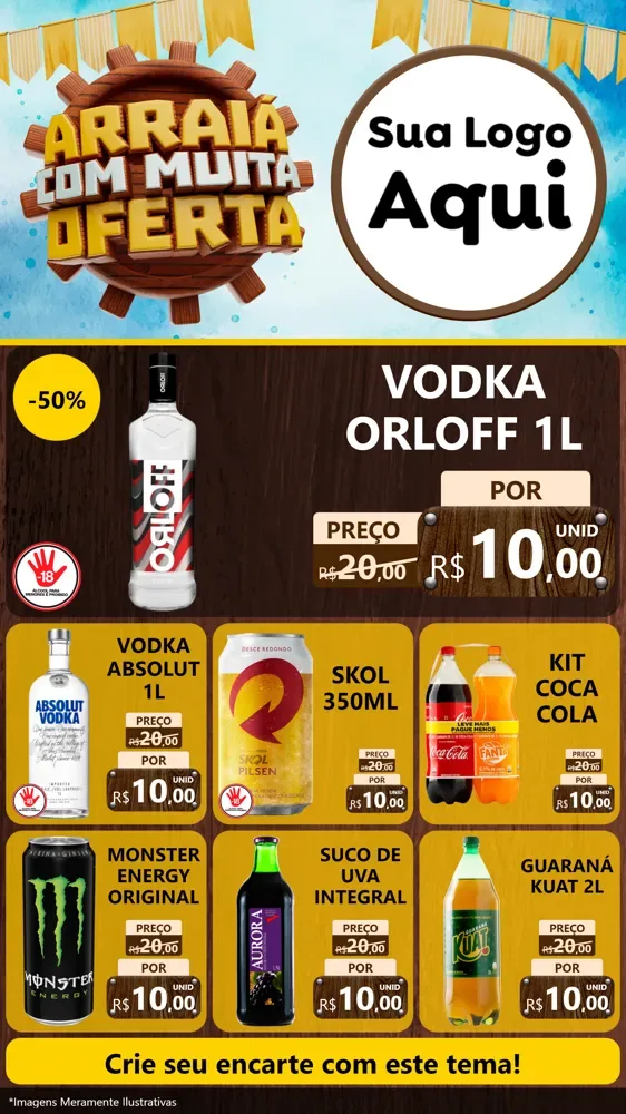 Modelo de Rede Social para Stories com o tema Ofertas de São João - Junina para Distribuidora de bebidas
