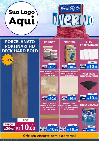 Modelo de Encarte para Encarte A4 Vertical com o tema Ofertas de Inverno para Pisos e revestimentos