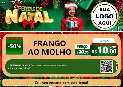 Modelo de Cartaz para Cartaz A4 Horizontal com o tema Ofertas de Natal para Restaurante