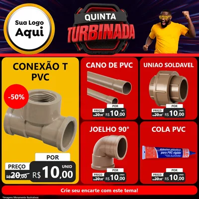 Modelo de Rede Social para Feed Facebook com o tema Quinta Turbinada para Tubos e conexões
