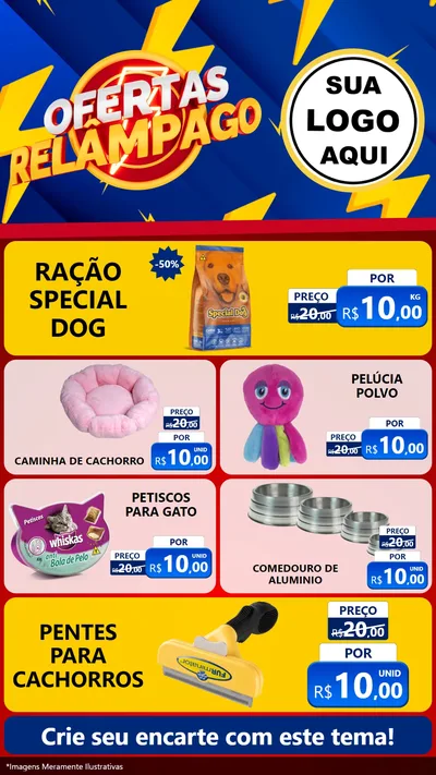 Modelo de TV para TV Vertical com o tema Ofertas Relâmpago para Pet Shop