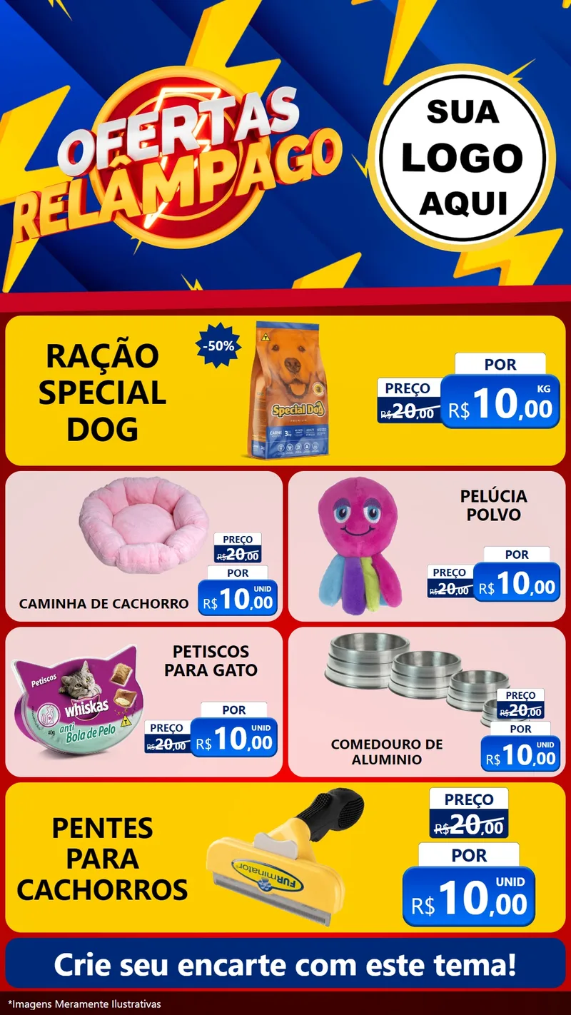 Modelo de TV para TV Vertical com o tema Ofertas Relâmpago para Pet Shop
